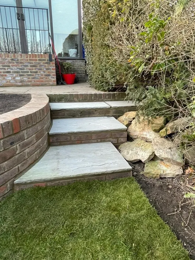 A set of steps leading up to a house.